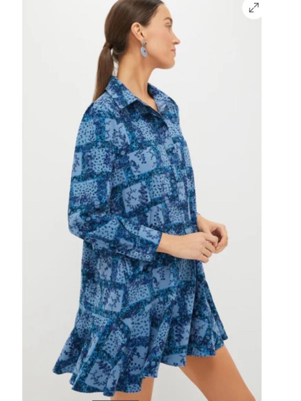 TUCKERNUCK Trellis Vine Crepe Callahan Shirt Dress With Pockets Size XL